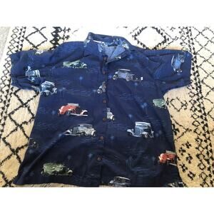 Hwy 1 Hot Rod Cars Duece Button Up Hawaiian Shirt Short Sleeve Size 2XLT VTG. H